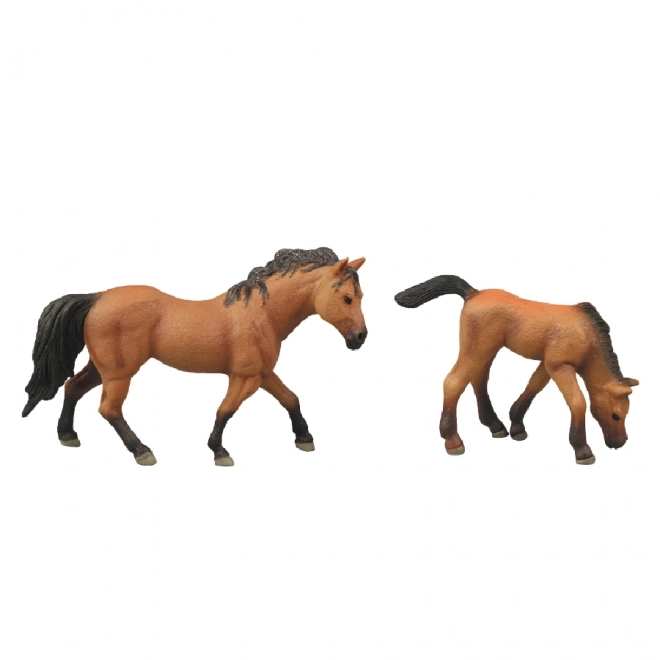 Ensemble de chevaux 2 pcs avec enclos marron