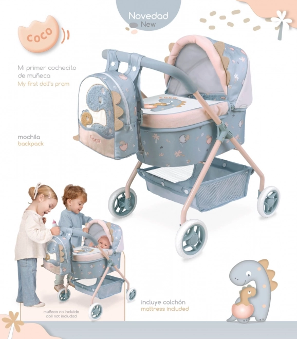 DeCuevas 86080 Mon premier landau pour poupées avec sac à dos COCO 2024 - 56 cm