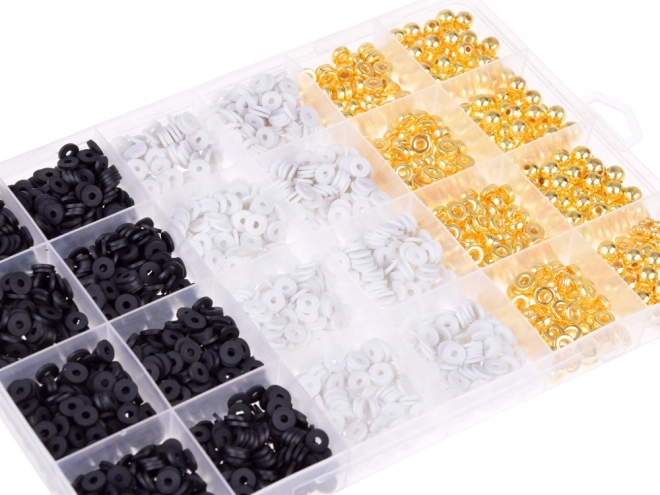 Ensemble de perles pour créer un bracelet d'amitié en or, noir et blanc