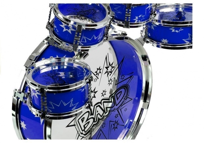 Grande batterie 6 tambours + cymbale + pédale Bleu