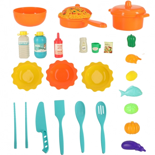 Cuisine en plastique pour enfants avec lumières et 44 éléments