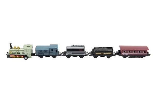 Petit train avec 4 wagons (5 pièces), métal/plastique, 8 cm, à rétrofriction