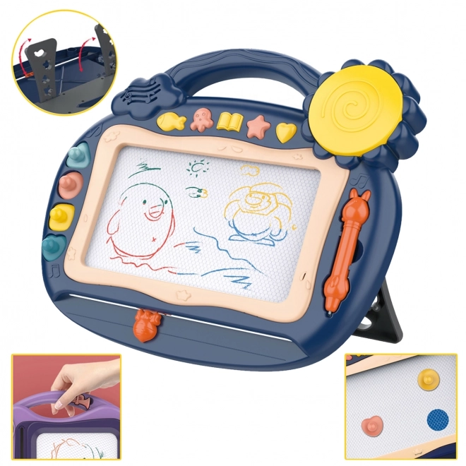 Woopie Tablette de dessin magique bleue avec tampons