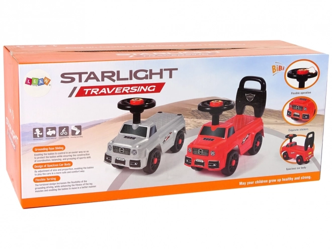 Voiture d'équilibre pour enfants QX-5500 argentée avec klaxon et dossier