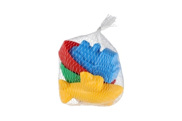 Moules Gâteaux de Sable 4pcs plastique véhicules dans un filet 12m+