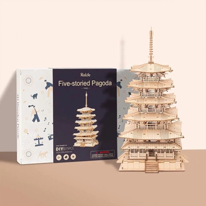 Puzzle en bois 3D pagode à cinq étages