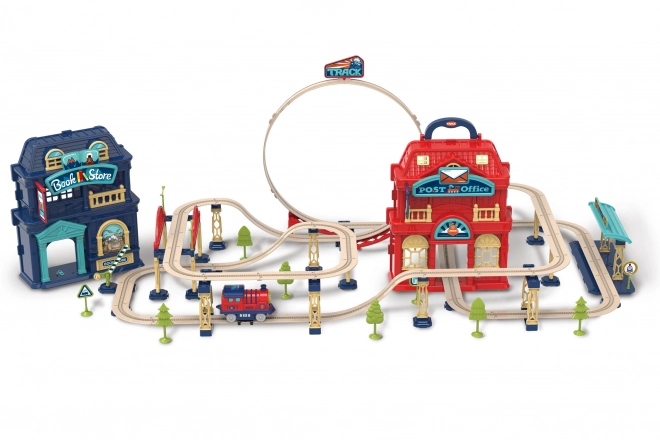 Circuit de train dans une valise 142 pièces 110x46x36,5 cm