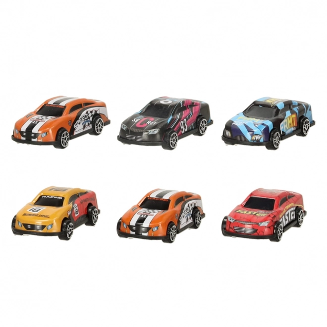 Camion rouge avec circuit caché et 6 petites voitures