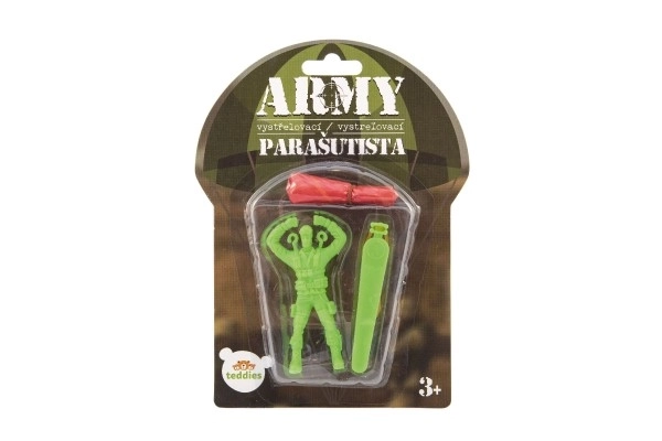 Figurine parachutiste avec parachute volant 9cm 2 couleurs sur carte