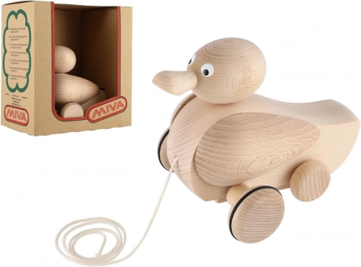 Canard à tirer en bois naturel 17 cm