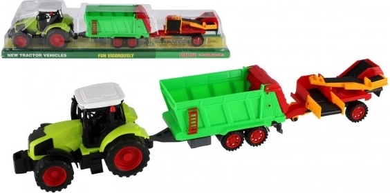 Tracteur avec remorque et courroie en plastique, 56cm, volant d'inertie