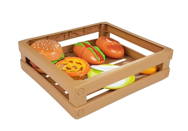 Ensemble pour couper les burgers dans une boîte