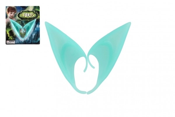Oreilles d'elfe 2pcs latex 12cm turquoise sur carte carnaval