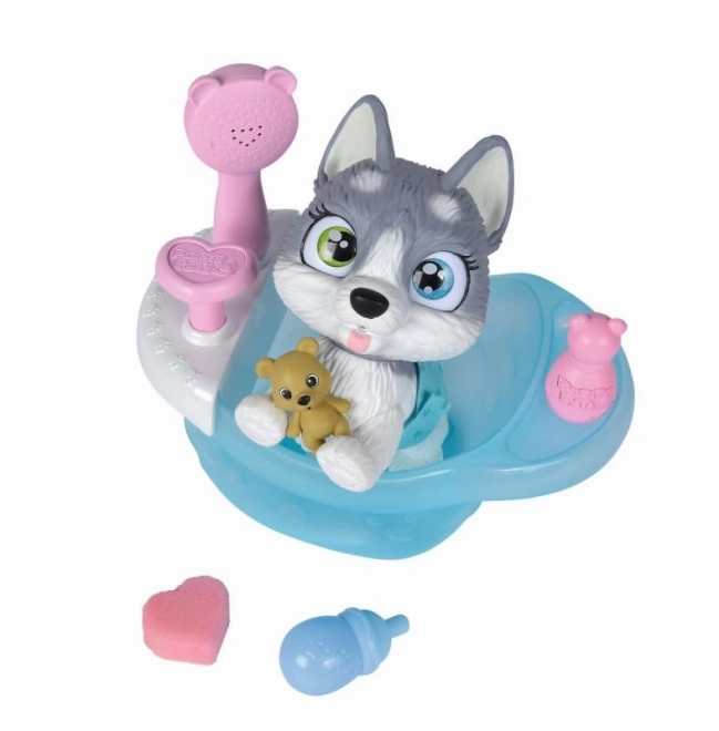Chiot Husky Pamper Petz dans la baignoire