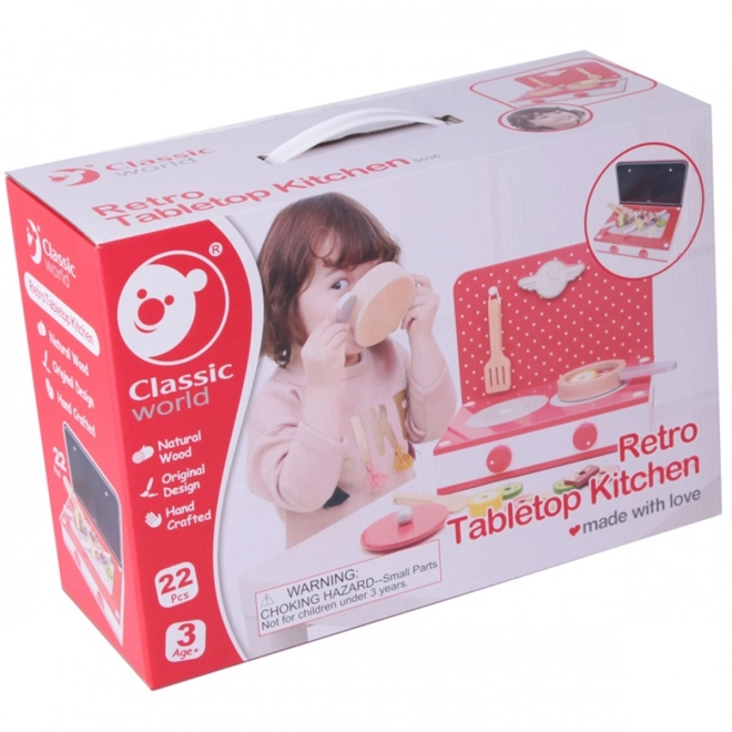 Cuisine en bois 2-en-1 avec gril et cuisinière pour enfants 22pcs