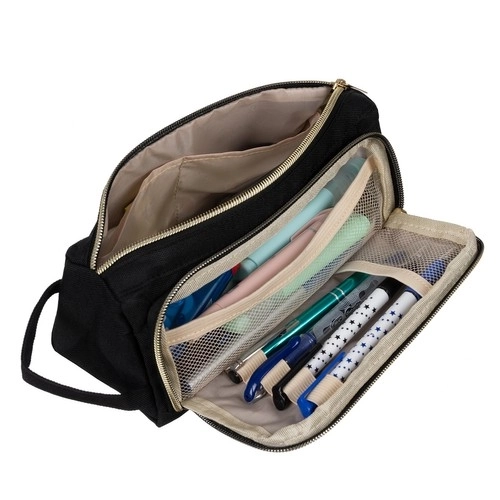 Trousse noire Maaleo à deux compartiments dépliante
