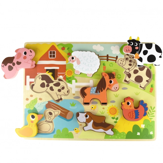 Puzzle Montessori en bois animaux de la ferme