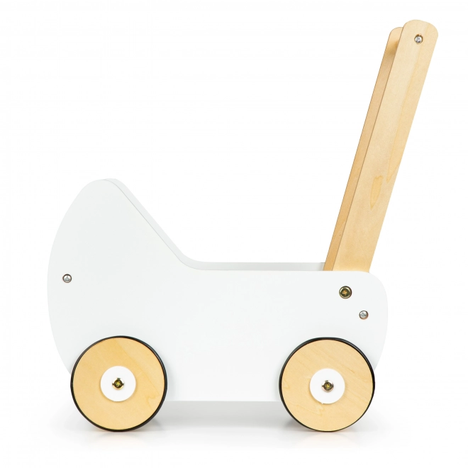 ECOTOYS Chariot en bois pour poupées blanc