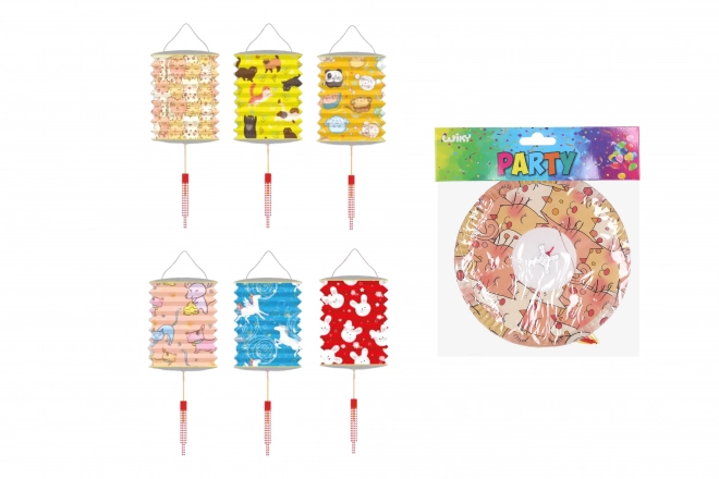 Lampion cylindre avec motif d'animaux 16 cm