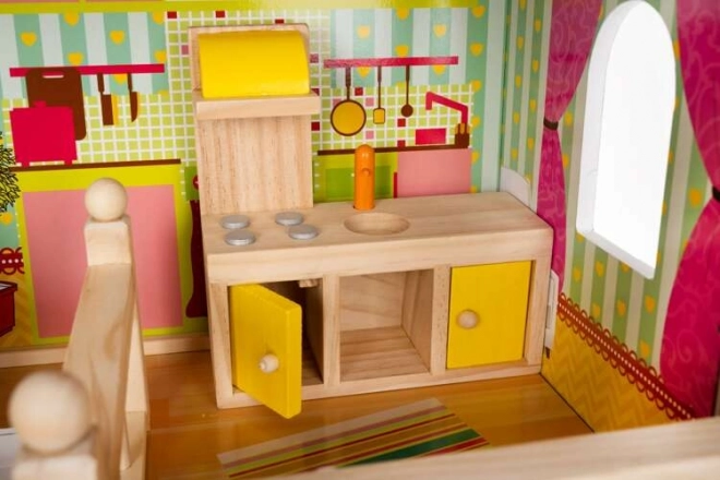 Maison de poupée en bois avec équipements 90 cm
