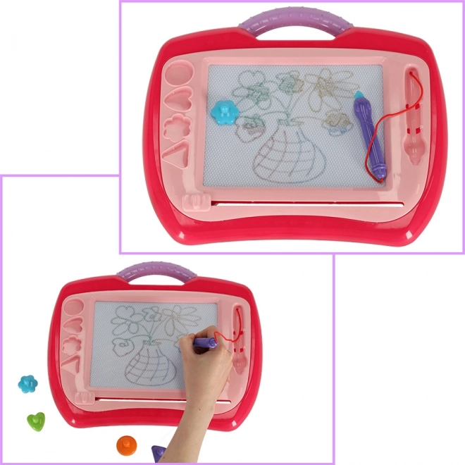 Tableau magnétique de dessin pour enfants avec tampons rose XL