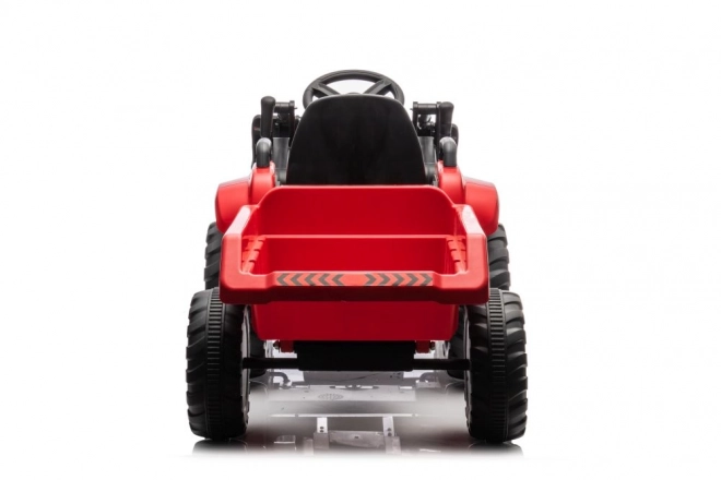 Tracteur rouge pour enfants avec batterie rechargeable et godet