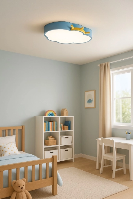 Lampe de plafond LED Chmurka pour enfants avec télécommande bleu