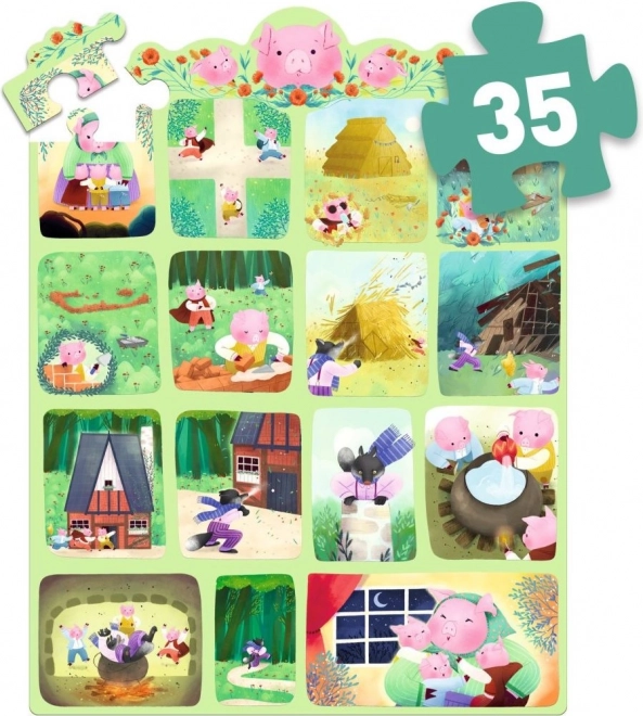 DJECO puzzle Trois petits cochons 35 pièces