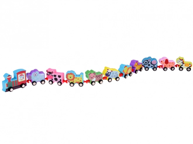 Blocs en bois animaux locomotive train 11 pièces ZA3600