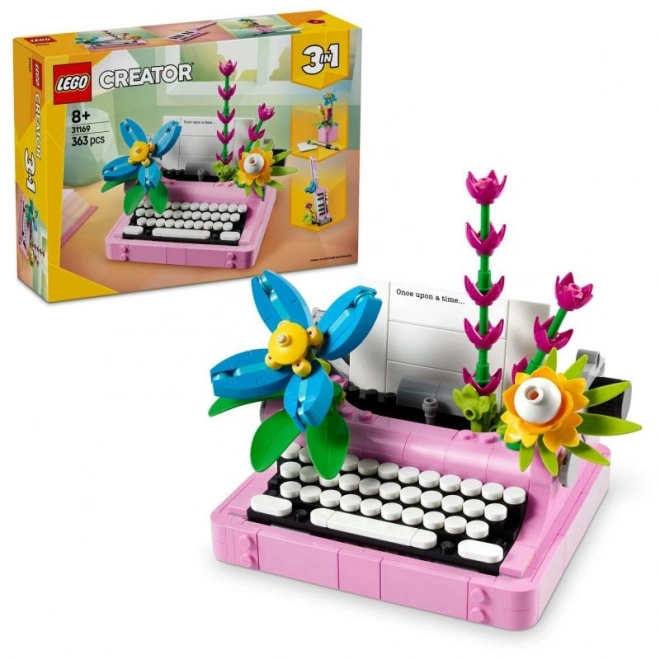 Kit de construction pour enfants - Machine à écrire avec fleurs LEGO Creator 3 en 1