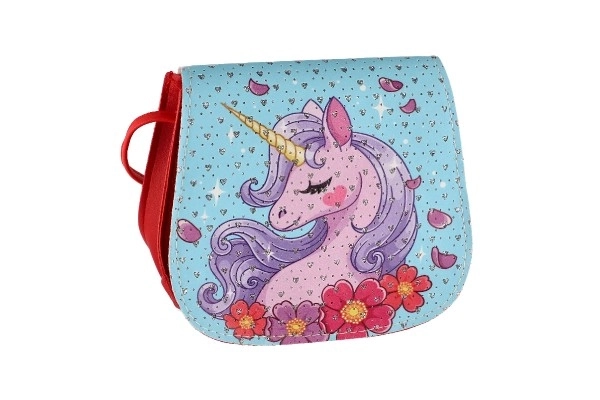 Sac à main/Sac licorne avec strass en plastique 4 couleurs dans un sachet 17x15x3cm