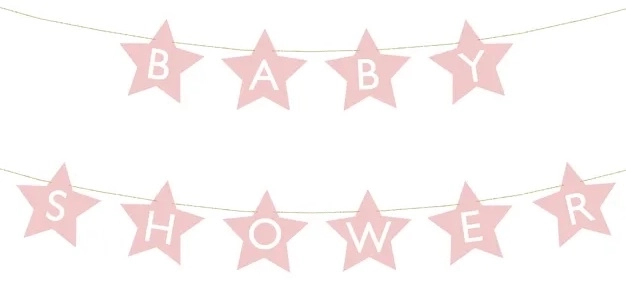 Bannière signe pour baby shower étoiles couleur claire 290 cm x 16,5 cm – Rose clair