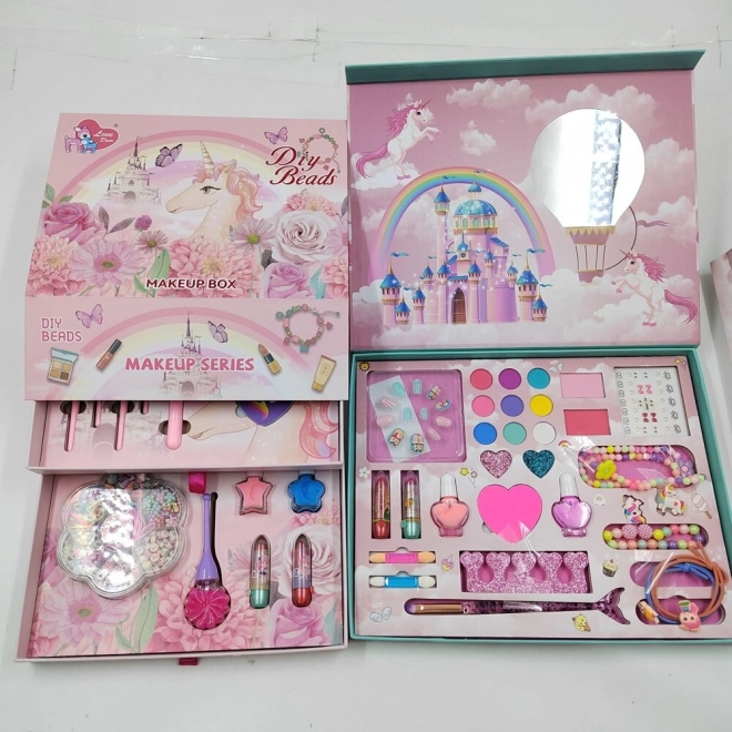Coffret maquillage ongles 3 en 1 Boîte à bijoux rose