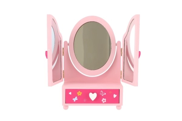 Coffret à bijoux avec miroir Princess à 3 tiroirs bois 16x25x8cm en boîte