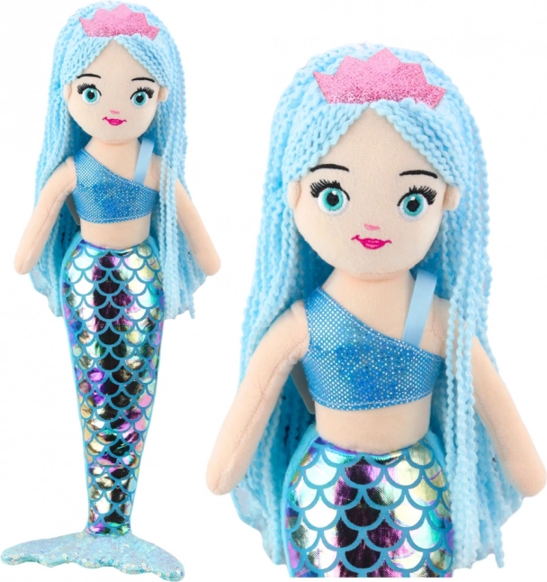Sirène en Peluche avec Queue Holographique Bleue 48cm