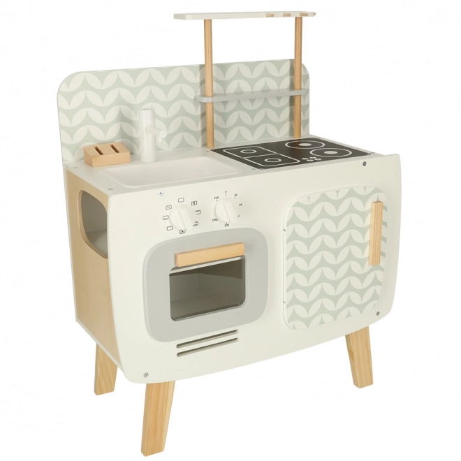Cuisine rétro en bois pour enfants avec accessoires