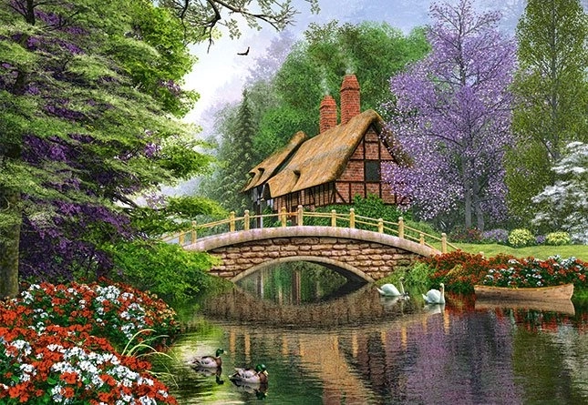Puzzle Maison au bord de la rivière 1000 pièces CASTORLAND