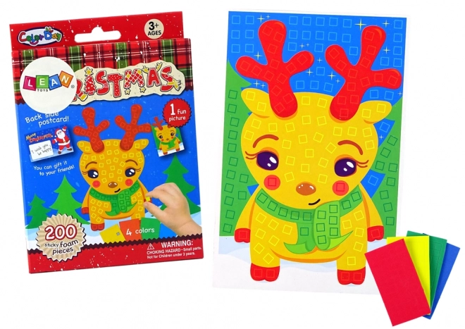 Ensemble d'autocollants Renne de Noël en mosaïque DIY colorée