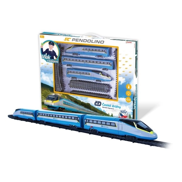 Ensemble ferroviaire SC Pendolino chemin de fer tchèque avec rails et effets