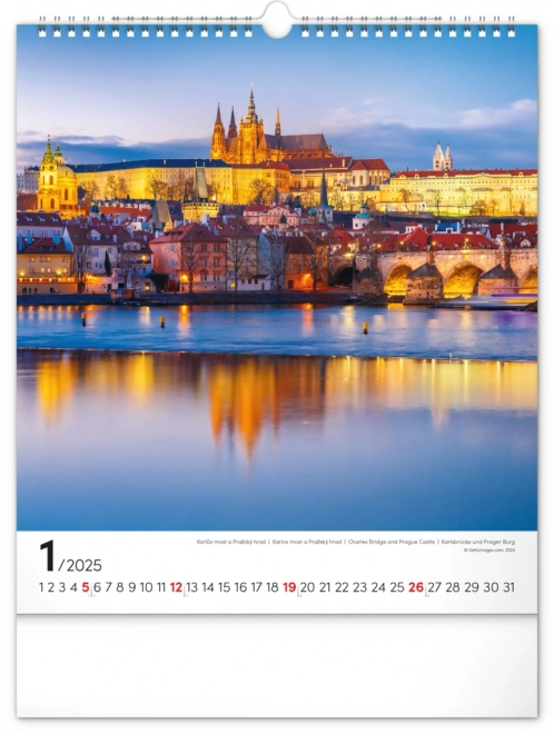 Calendrier mural Prague 2025, 30 × 34 cm