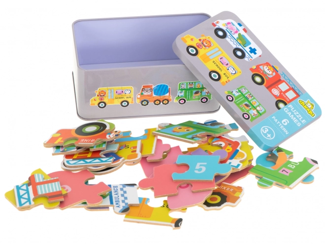 Puzzle en boîte en métal - petites voitures