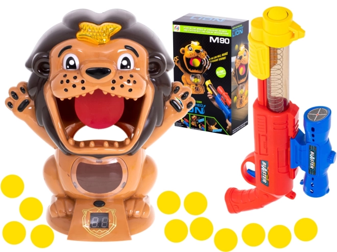 Tir sur cible de lion avec pistolet