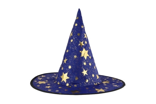 Chapeau de sorcier pour enfants diamètre 38cm bleu-or dans un sac carnaval