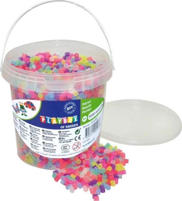 PLAYBOX Perles à repasser dans un seau - avec paillettes 5000 pcs