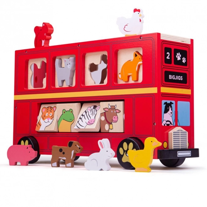 Autobus en bois avec animaux Bigjigs