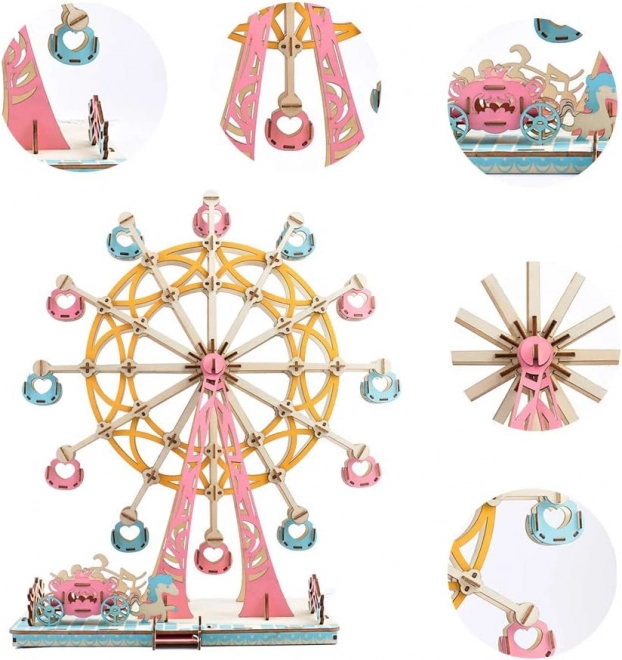 Puzzle en bois 3D grande roue pastel de Woodcraft