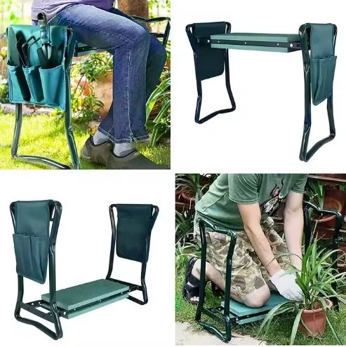 Tabouret et agenouilloir de jardin pliable 3 en 1 avec organisateur