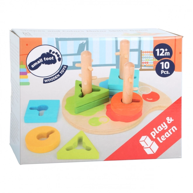 Petit pied jouet en bois pour les couleurs et les formes