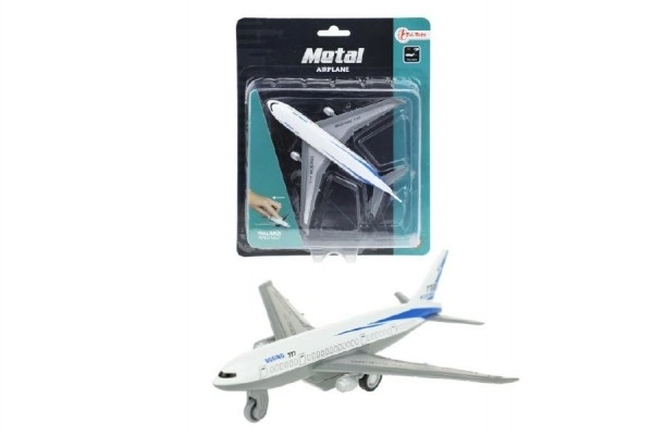 Avion en métal 14cm à rétrofriction sur carte