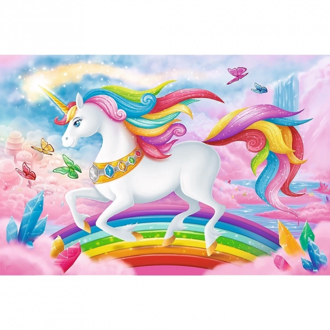 Puzzle Dans le monde de cristal de la licorne 100 pièces 41x27,5cm dans une boîte 29x19x4cm